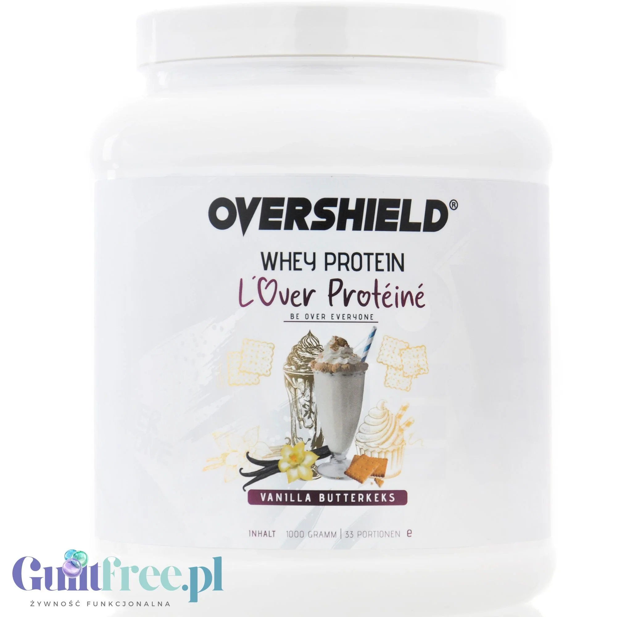 Overshield Whey Protein L’Over Protéiné Vanilla Butterkeks - kremowe deserowe białko, odżywka WPC & WPI smak Ciasteczko Maślane
