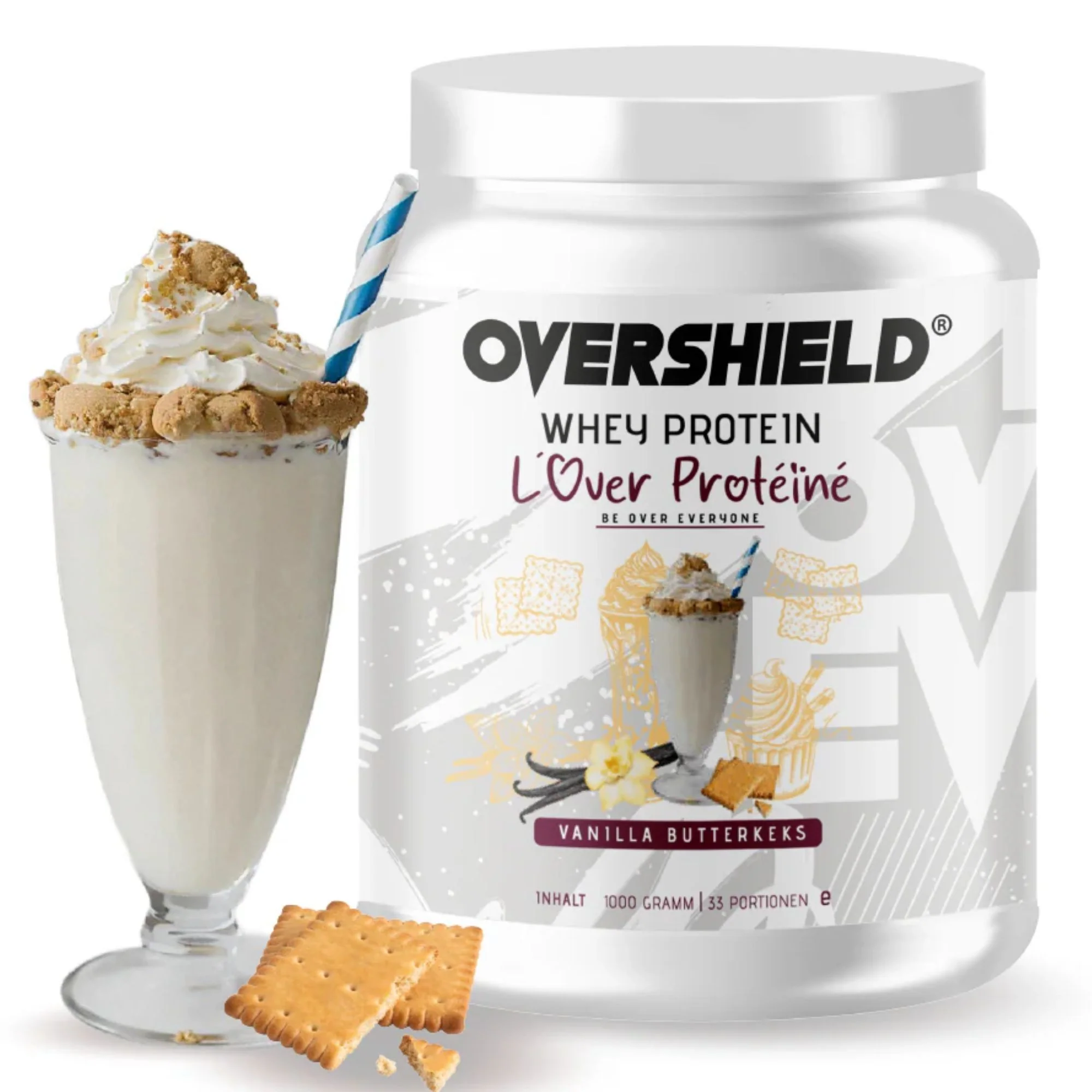 Overshield Whey Protein L’Over Protéiné Vanilla Butterkeks - kremowe deserowe białko, odżywka WPC & WPI smak Ciasteczko Maślane - Image 3