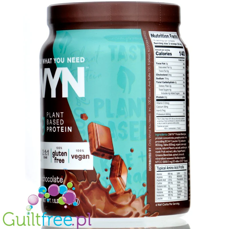 OWYN Plant Protein Dark Chocolate - wegańska odzywka bez soi, glutenu i sukralozy, z superfoods i probiotykami - Image 2