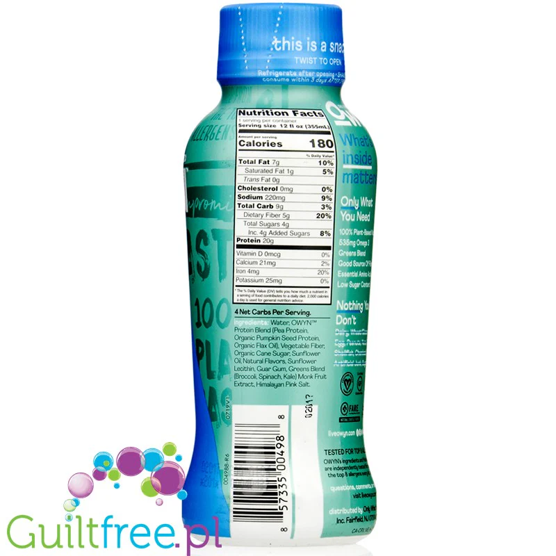 OWYN Plant RTD Smooth Vanilla - wegański szejk proteinowy 20g białka, Wanilia - Image 3