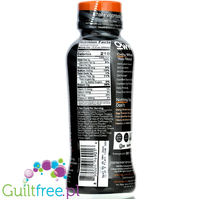 OWYN Pro Elite Plant Protein Shake NO NUT Butter Cup - gotowy wegański szejk proteinowy 32g białka - Image 3