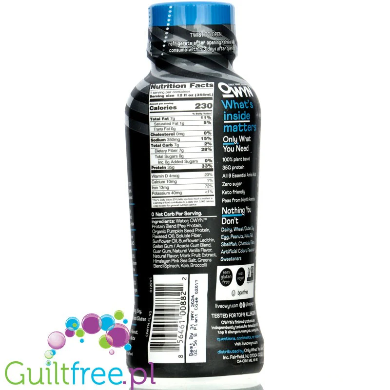 OWYN Pro Elite Plant Protein Shake Vanilla - gotowy wegański szejk proteinowy 32g białka - Image 2