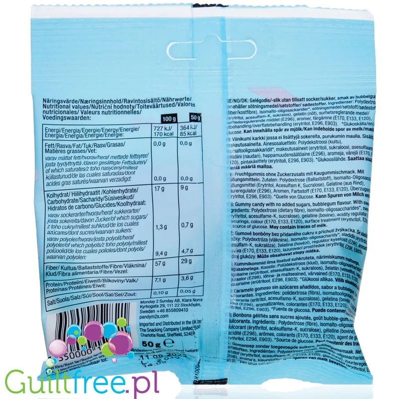 Pandy Candy Fizzy Bottles - błonnikowe żelki bez cukru 45% mniej kalorii, Owoce & Guma Balonowa - Image 2