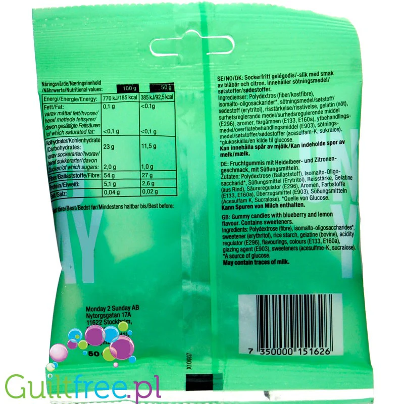 Pandy Candy Sour Fish  - błonnikowe kwaśne żelki bez cukru 45% mniej kalorii, Jagoda & Cytryna - Image 2
