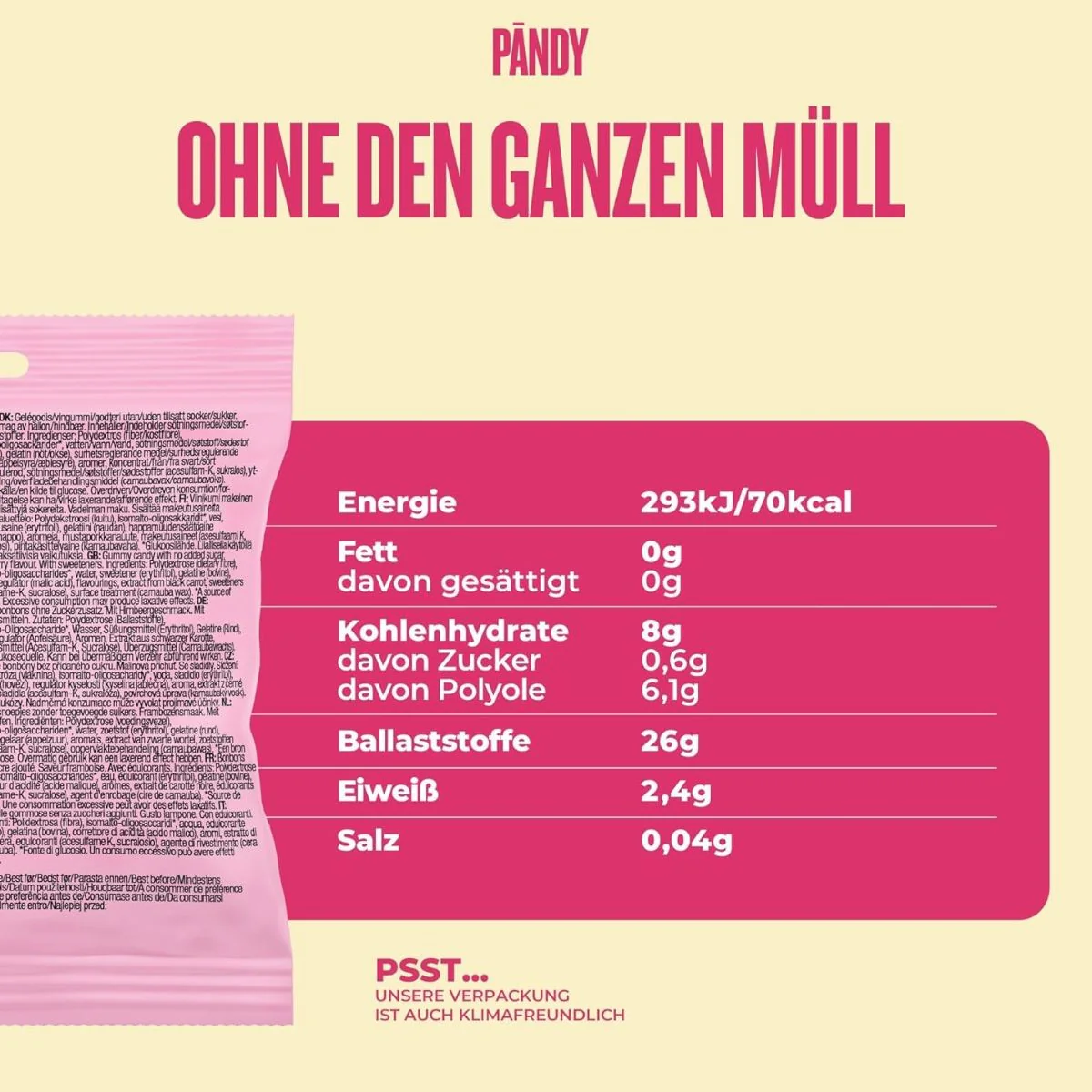 Pandy Candy Sweet Hearts Valentines Edition - błonnikowe malinowe żelkowe serduszka bez cukru 45% mniej kalorii - Image 4