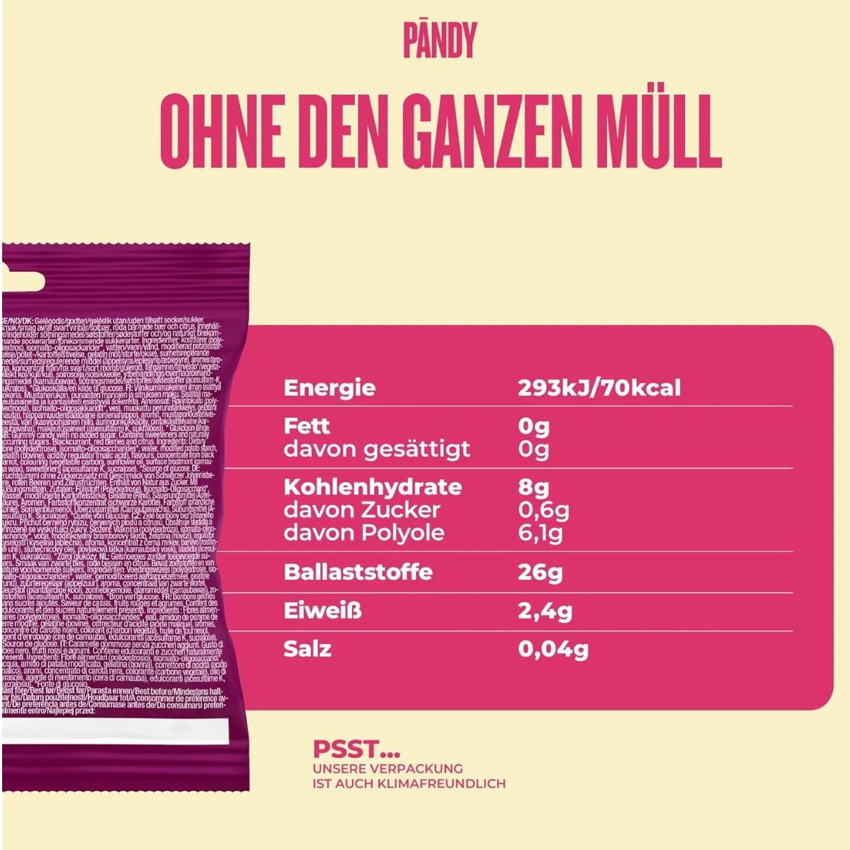 Pandy Candy Winegums - żelki błonnikowe bez cukru 45% mniej kalorii, smak czerwonych owoców i cytrusów - Image 4