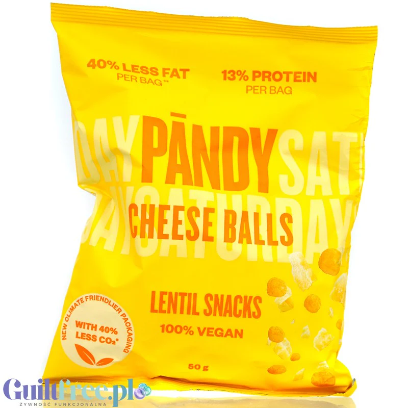 Pandy Lentil Chips Cheese Balls - wegańskie chrupki z soczewicy 40% mniej tłuszczu o smaku serowym