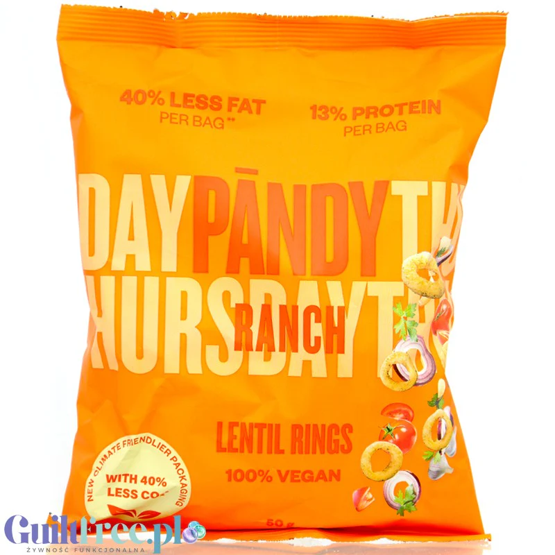 Pandy Lentil Chips Ranch - wegańskie chrupki z soczewicy 40% mniej tłuszczu, smak Jogurtowo-Ziołowy