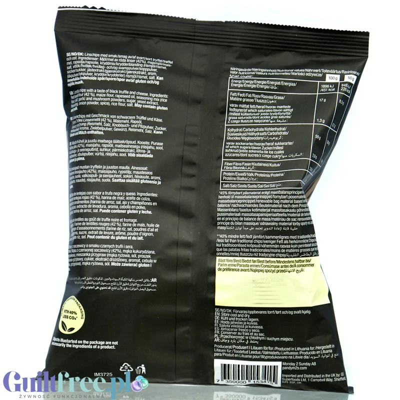 Pandy Lentil Chips Truffle & Cheese - wegańskie chrupki z soczewicy 40% mniej tłuszczu o smaku truflowo-serowym - Image 2