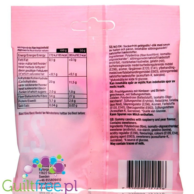 Pandy Sour Skulls - kwaśne żelki błonnikowe bez cukru 45% mniej kalorii, malinowo-cytrynowe - Image 4