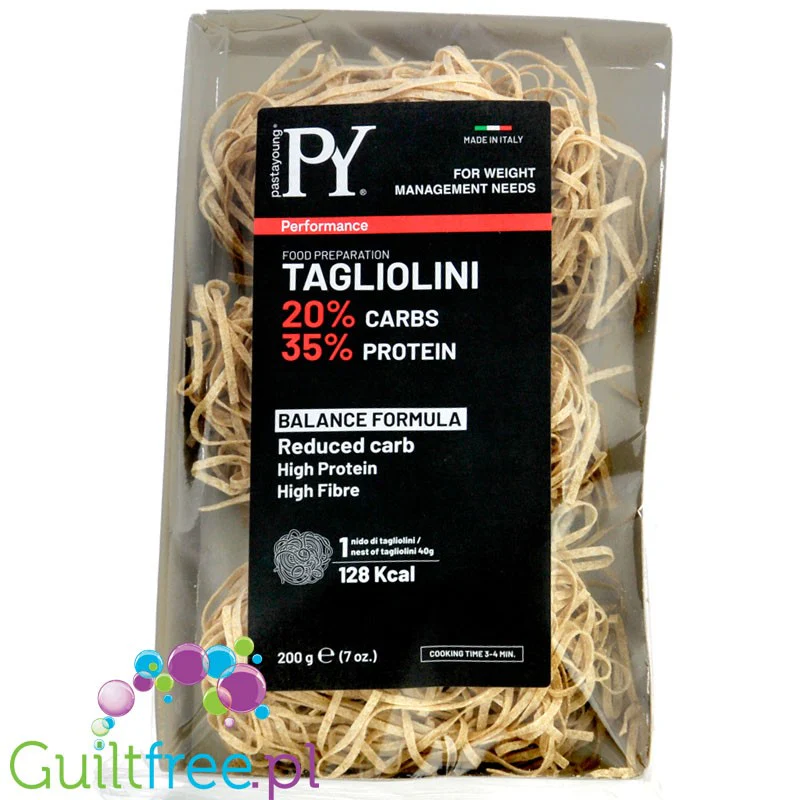 PastaYoung High Protein Tagliolini - makaron proteinowy tylko 20% węglowodanów, wstążki