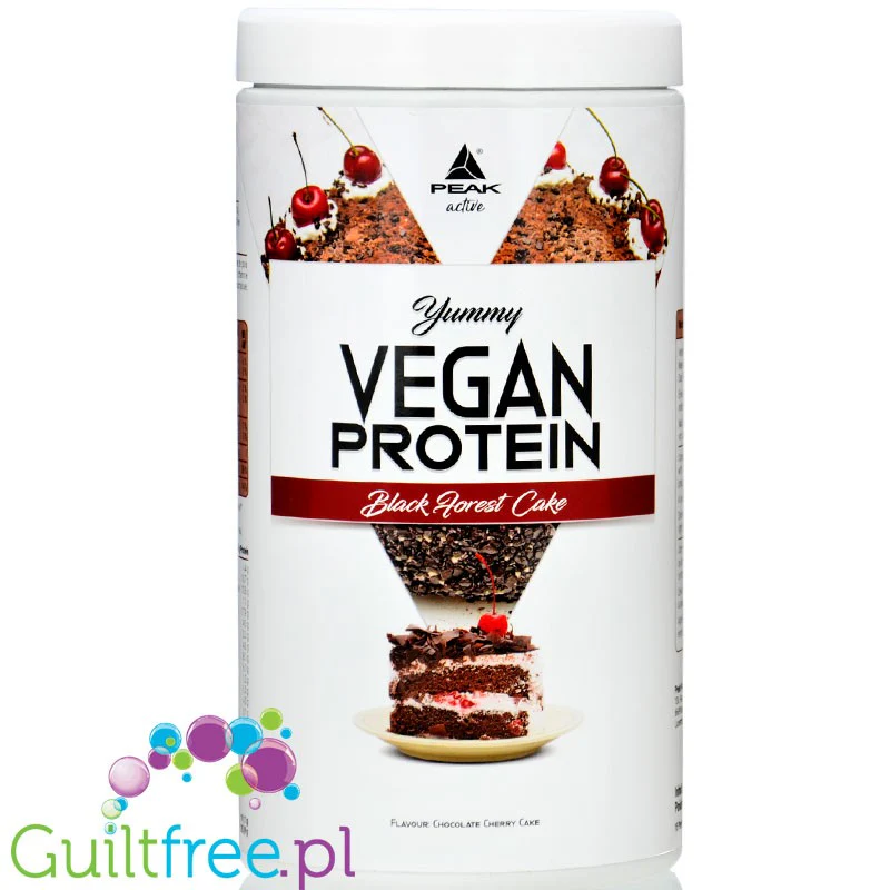Peak Yummy Vegan Protein Black Forest Cake - wegańska odżywka białkowa bez soi i glutenu, smak Wiśniowe Ciasto Czekoladowe