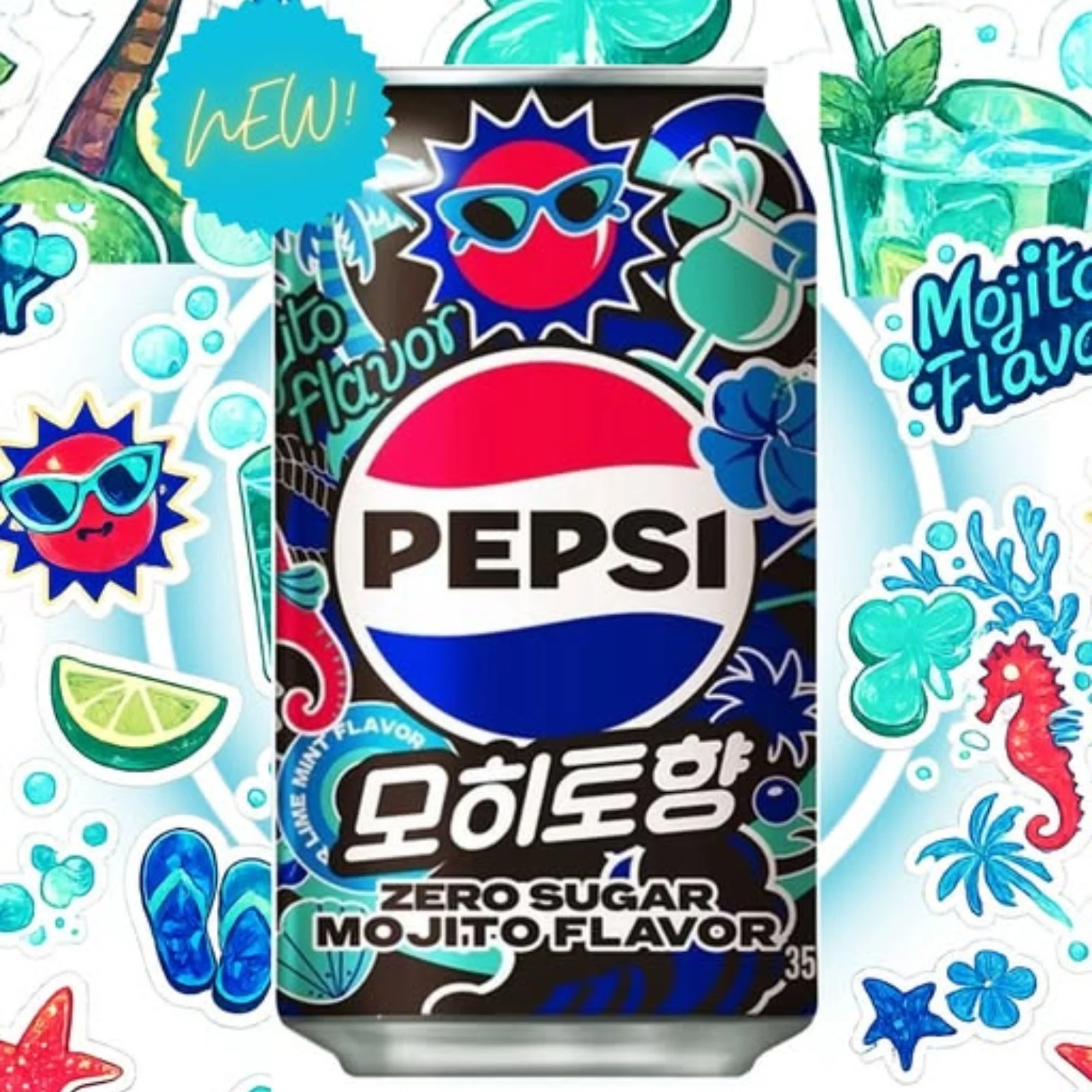 Pepsi Zero Sugar Mojito 355ml - miętowo-limonkowa Pepsi bez cukru z Korei Południowej - Image 2