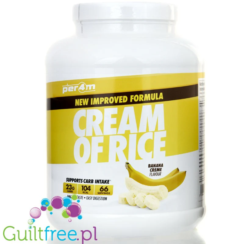 Per4m Cream of Rice, Banana Creme 2kg - kleik ryżowy bez cukru, regeneracyjny posiłek treningowy, smak Krem Bananowy