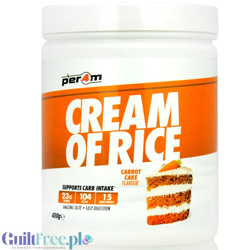 Per4m Cream of Rice, Carrot Cake 450g - kleik ryżowy bez cukru, regeneracyjny posiłek treningowy, smak Ciasto Marchewkowe