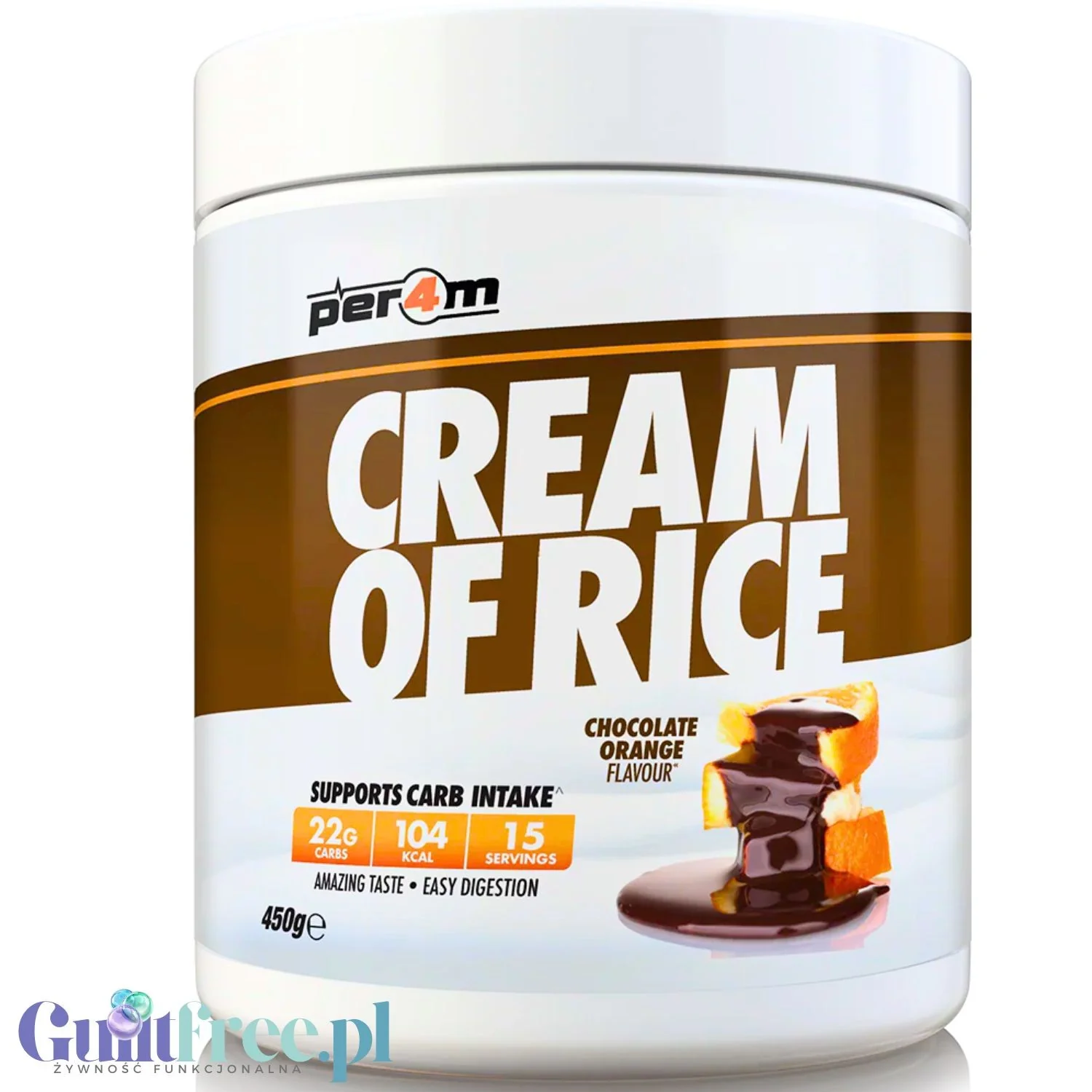Per4m Cream of Rice, Chocolate Orange 450g  - kleik ryżowy bez cukru po treningu, smak Pomarańcza w Czekoladzie