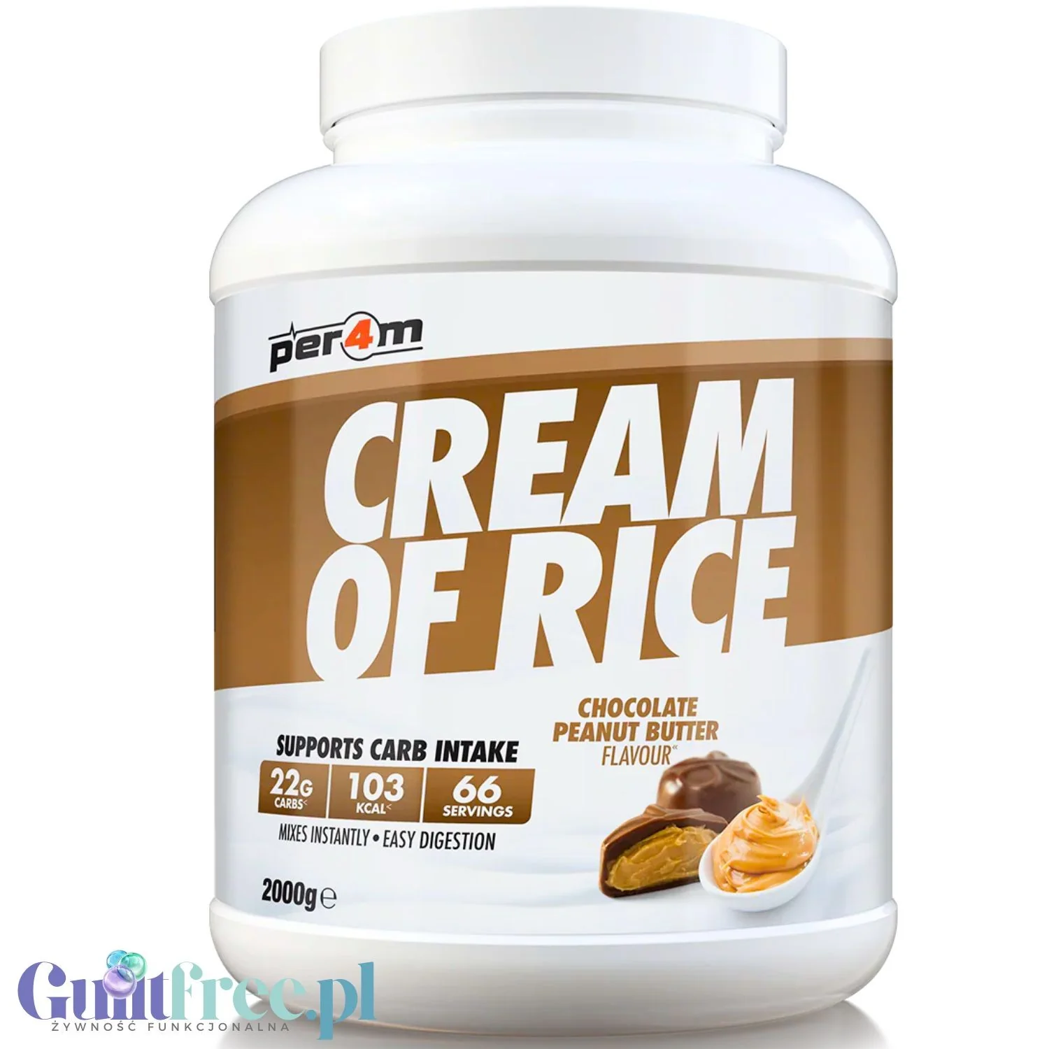 Per4m Cream of Rice, Chocolate Peanut Butter 2kg - kleik ryżowy bez cukru, regeneracyjny posiłek treningowy