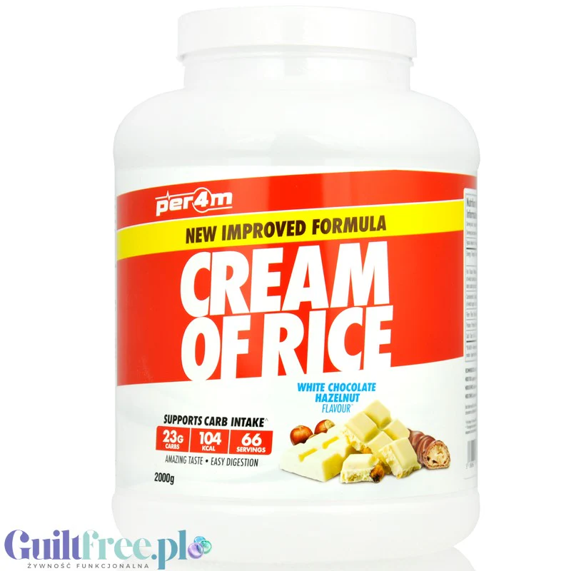 Per4m Cream of Rice, White Chocolate Hazelnut 2kg - kleik ryżowy bez cukru, regeneracyjny posiłek treningowy
