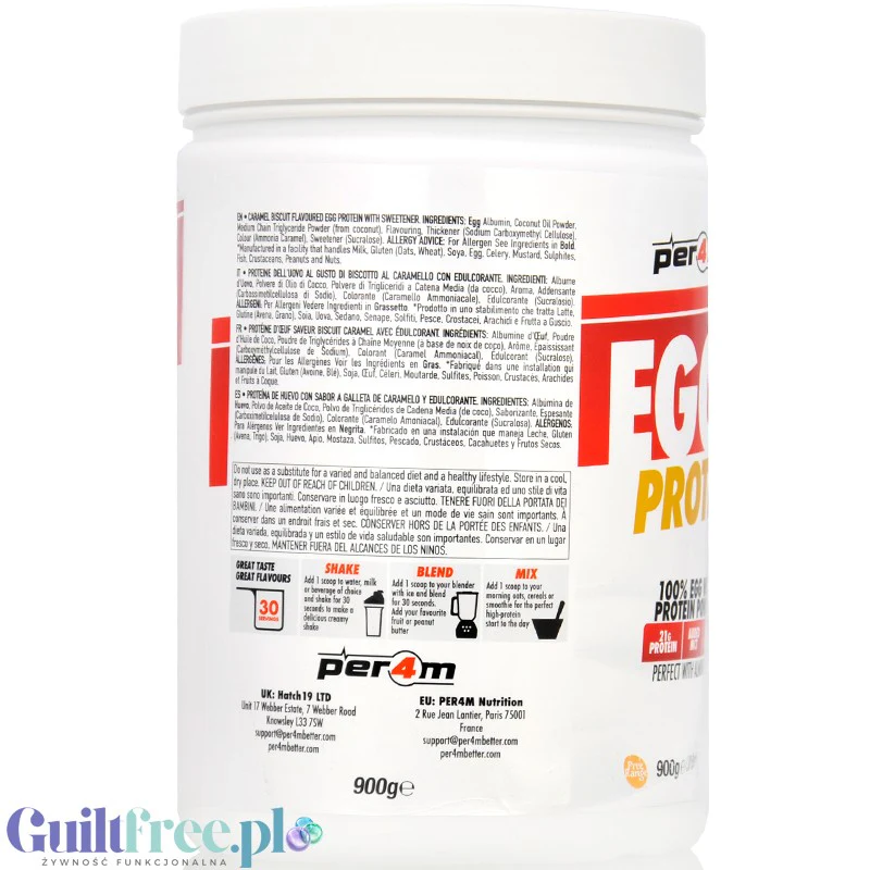 Per4m Egg White Protein Caramel Biscuit - odżywka białkowa z białek jaj albuminy, smak Ciasecztka Spekulos - Image 2