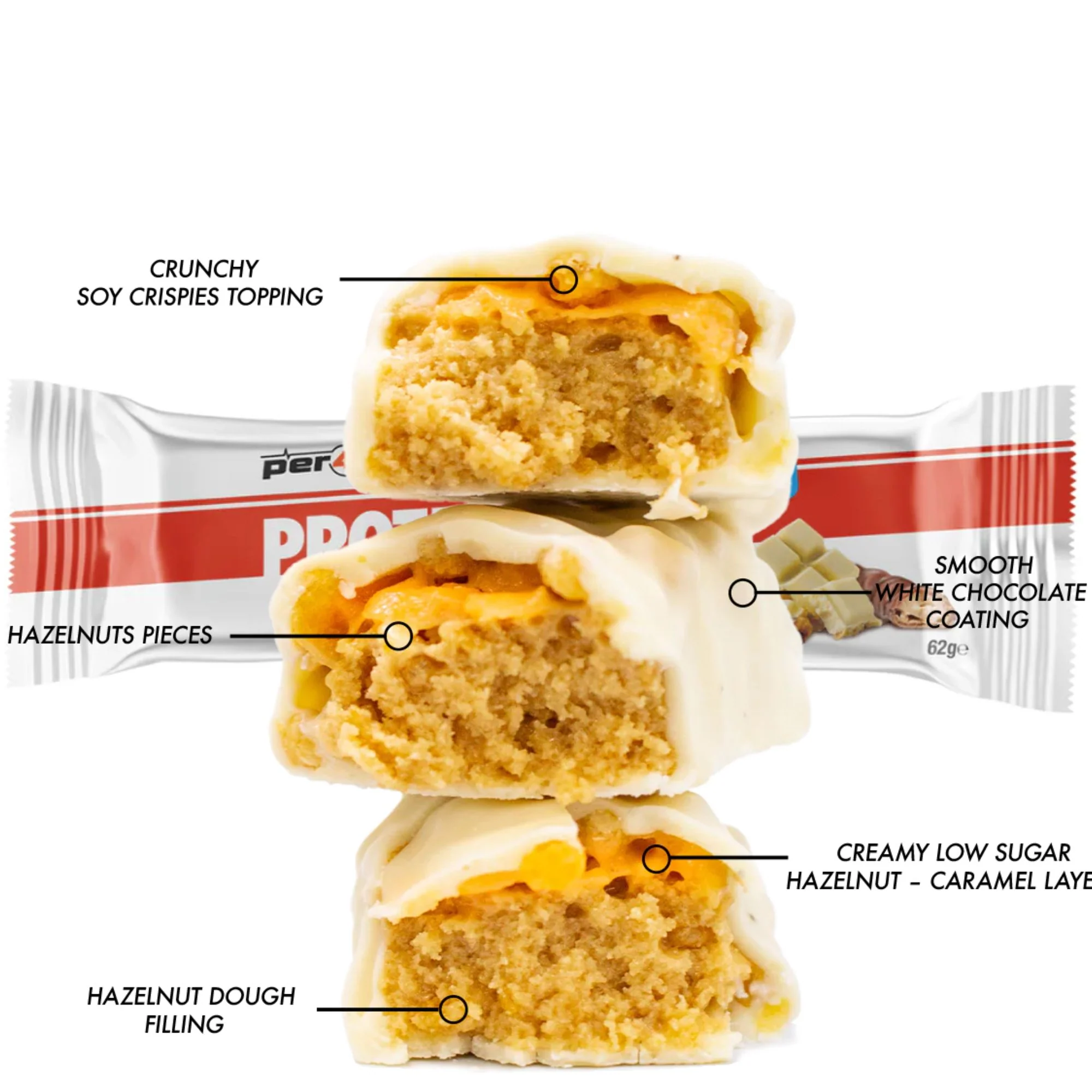 Per4m Protein Bar White Chocolate Hazelnut - baton białkowy 20g białka, fenomenalny smak Biała Czekolada & Orzech Laskowy - Image 3