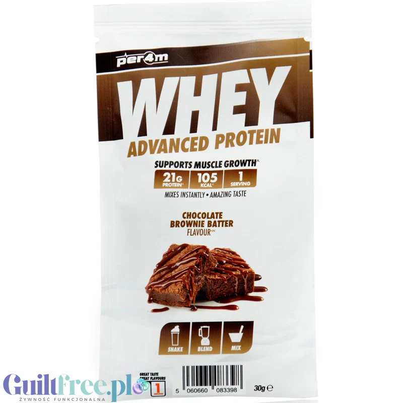 Per4m Whey Advanced Protein Chocolate Brownie Batter 30g - gęsta odżywka białkowa WPC, WPI & MPC, Czekoladowe Brownie