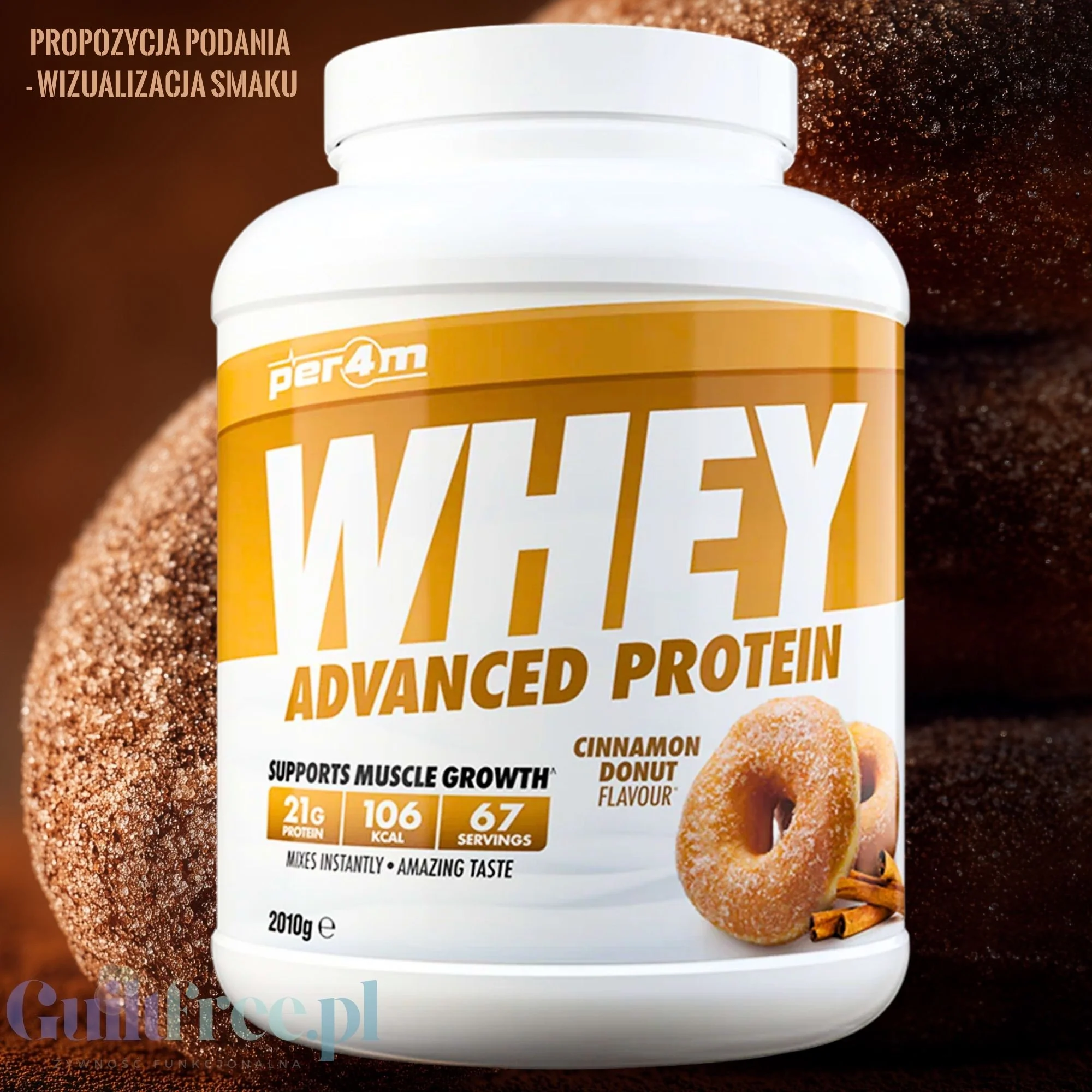Per4m Whey Advanced Protein Cinnamon Donut 2kg - gęsta odżywka białkowa WPC, WPI & MPC, Cynamonowy Donut - Image 3