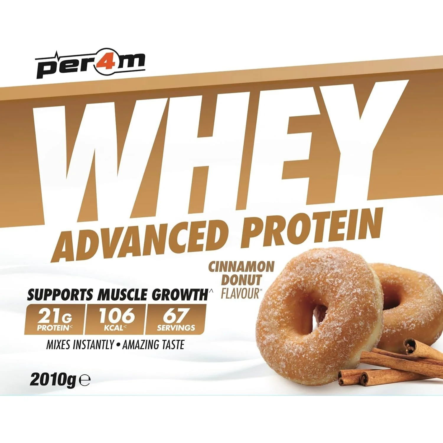 Per4m Whey Advanced Protein Cinnamon Donut 2kg - gęsta odżywka białkowa WPC, WPI & MPC, Cynamonowy Donut - Image 4