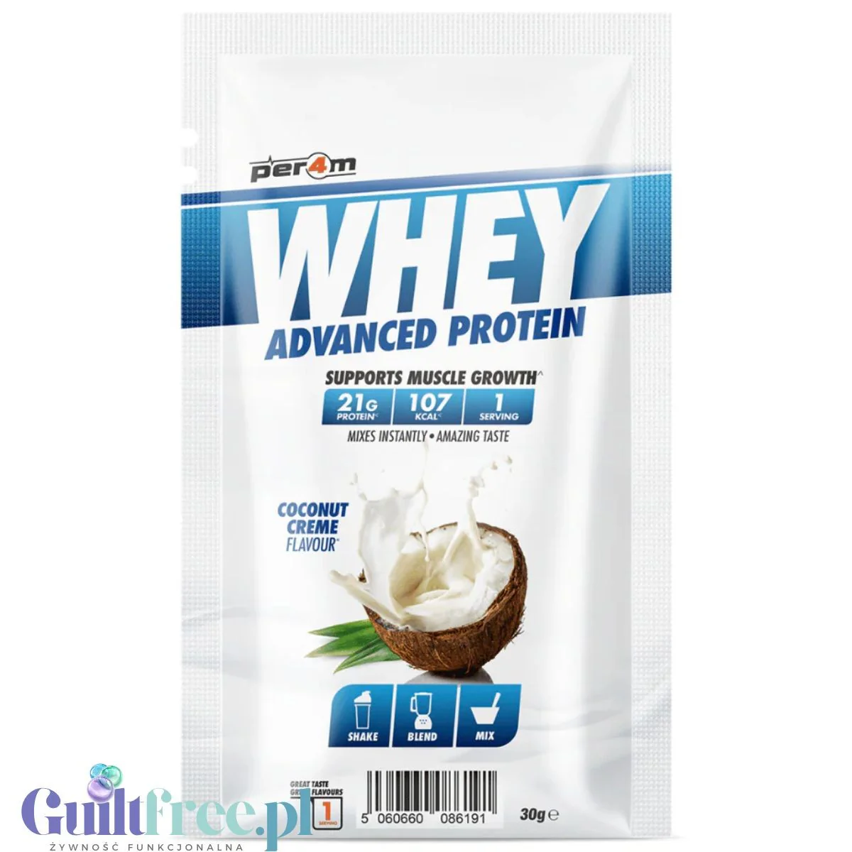 Per4m Whey Advanced Protein Coconut Creme 30g saszetka - gęsta odżywka białkowa WPC, WPI & MPC