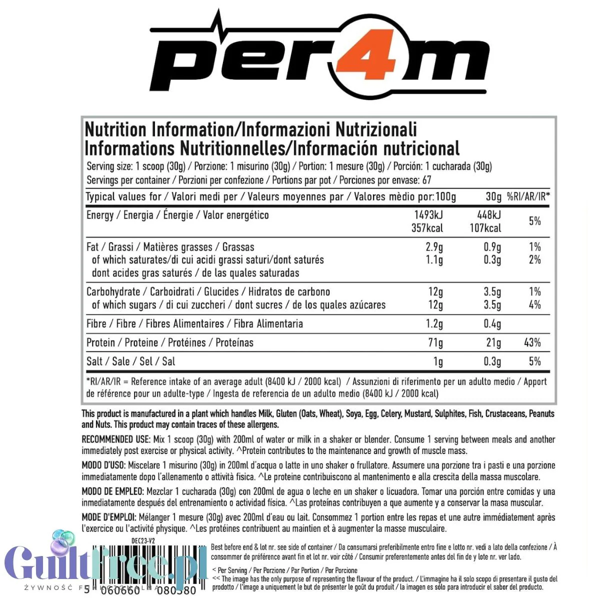 Per4m Whey Advanced Protein Coconut Creme 900g - gęsta odżywka białkowa WPC, WPI & MPC, smak kremu kokosowego - Image 3