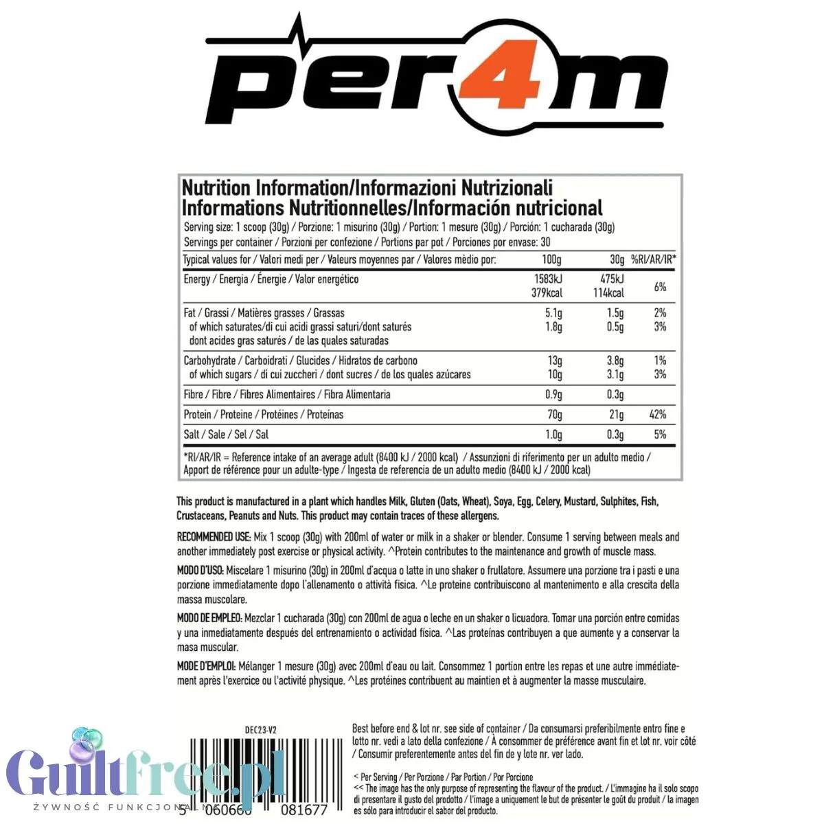 Per4m Whey Advanced Protein Peachy Creme 900g - gęsta odżywka białkowa WPC, WPI & MPC, smak śmietankowo-brzoskwiniowy - Image 3