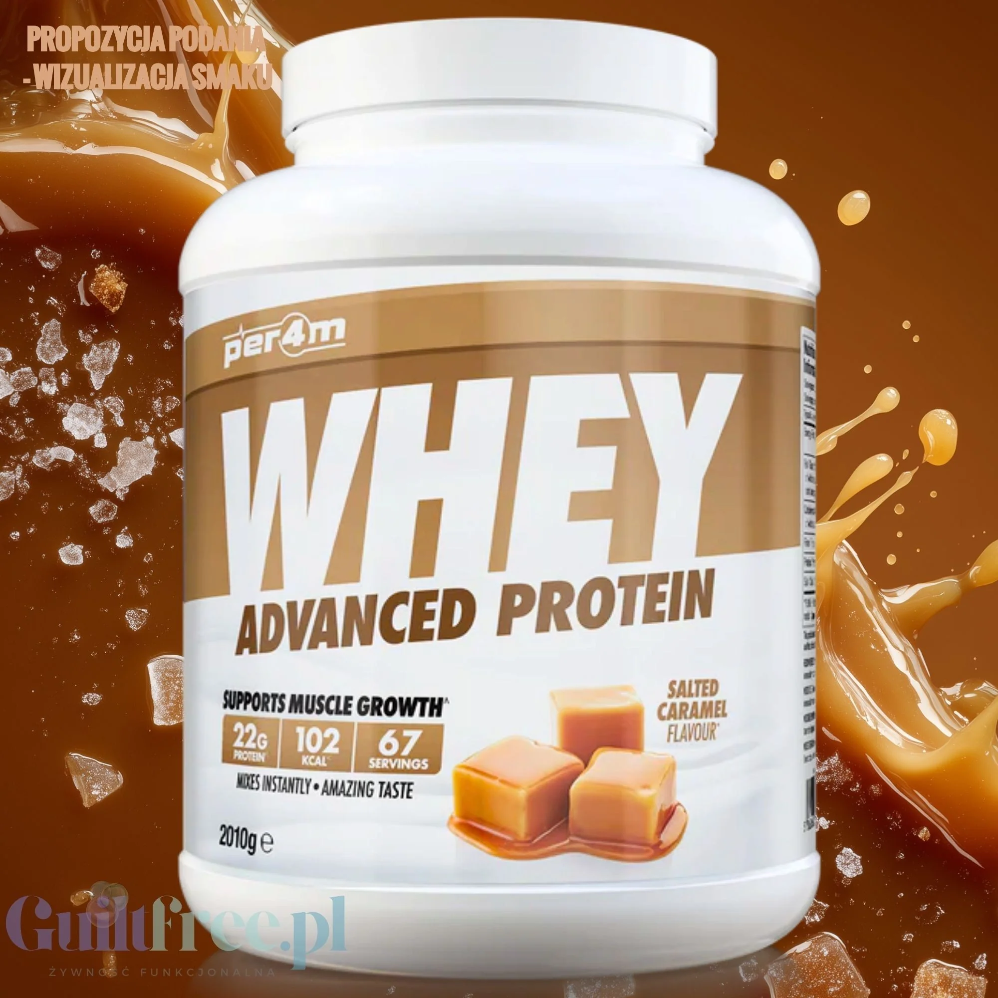 Per4m Whey Advanced Protein Salted Caramel 2kg - gęsta odżywka białkowa WPC, WPI & MPC - Image 2