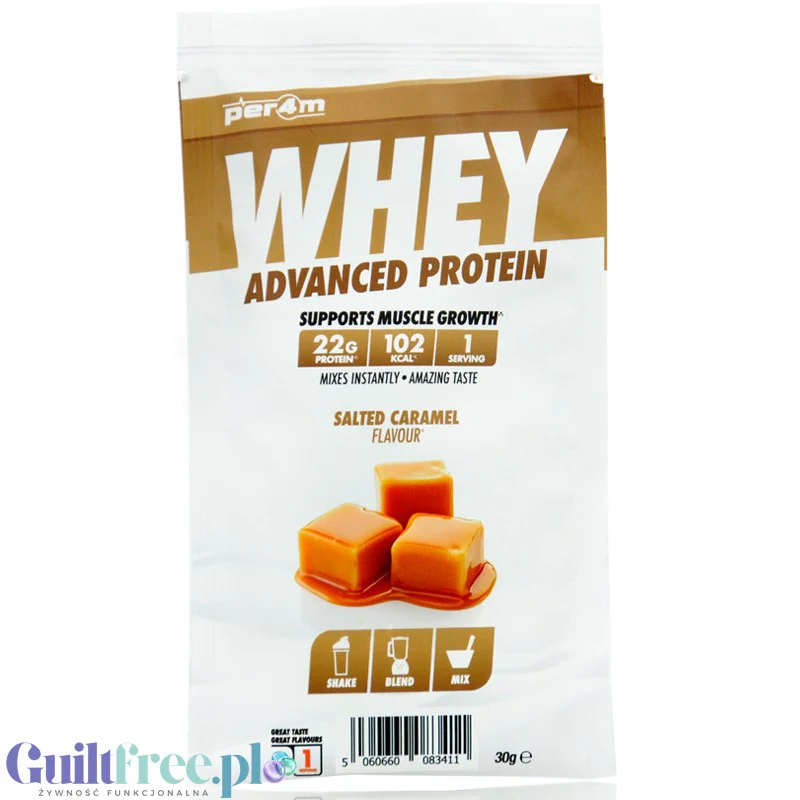 Per4m Whey Advanced Protein Salted Caramel 30g saszetka - gęsta odżywka białkowa WPC, WPI & MPC