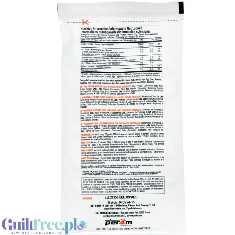 Per4m Whey Advanced Protein Vanilla Creme 30g saszetka - gęsta odżywka białkowa WPC, WPI & MPC, Krem Waniliowy - Image 2