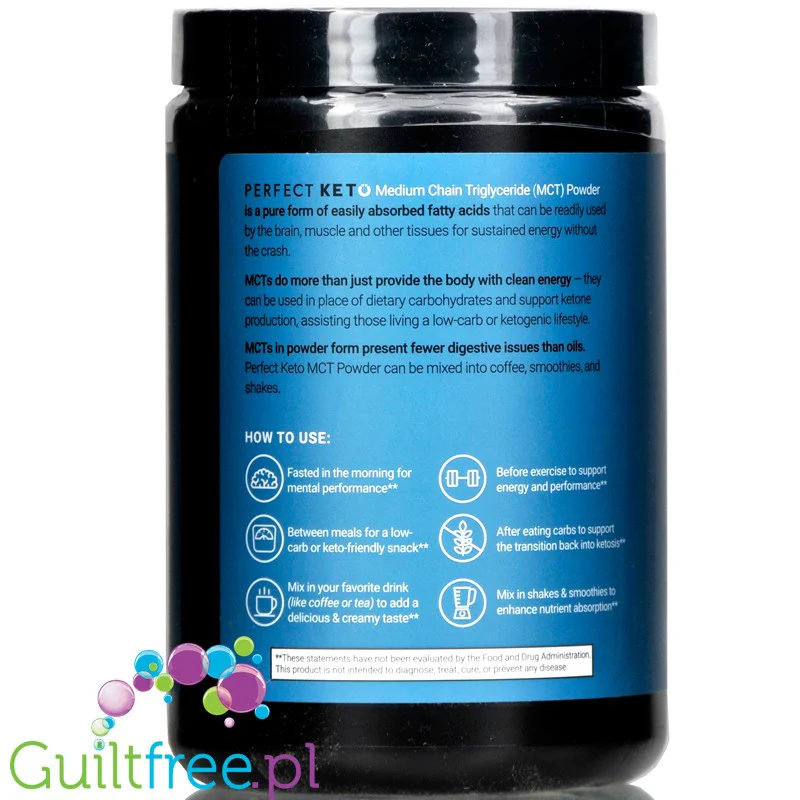 Perfect Keto MCT Oil Powder, Vanilla - kokosowe triglicerydy MCT w proszku, zero wypełniaczy, słodzone stewią - Image 3