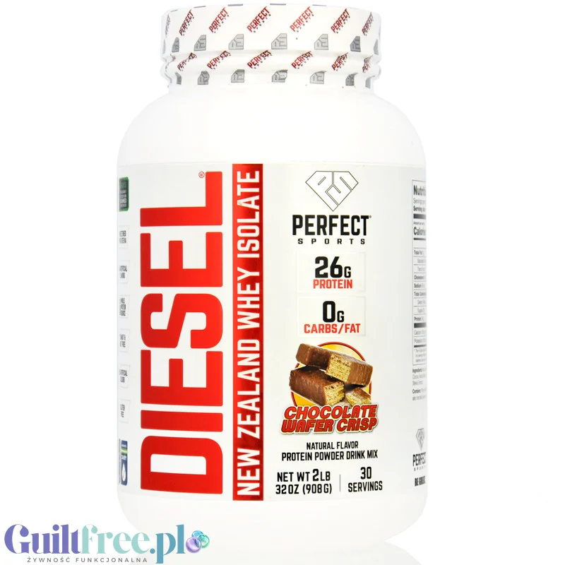 Perfect Sport Diesel 100% Whey Isolate Chocolate Wafer Crisp - izolat WPI bez cukru i tłuszczu, 26g białka & 120kcal