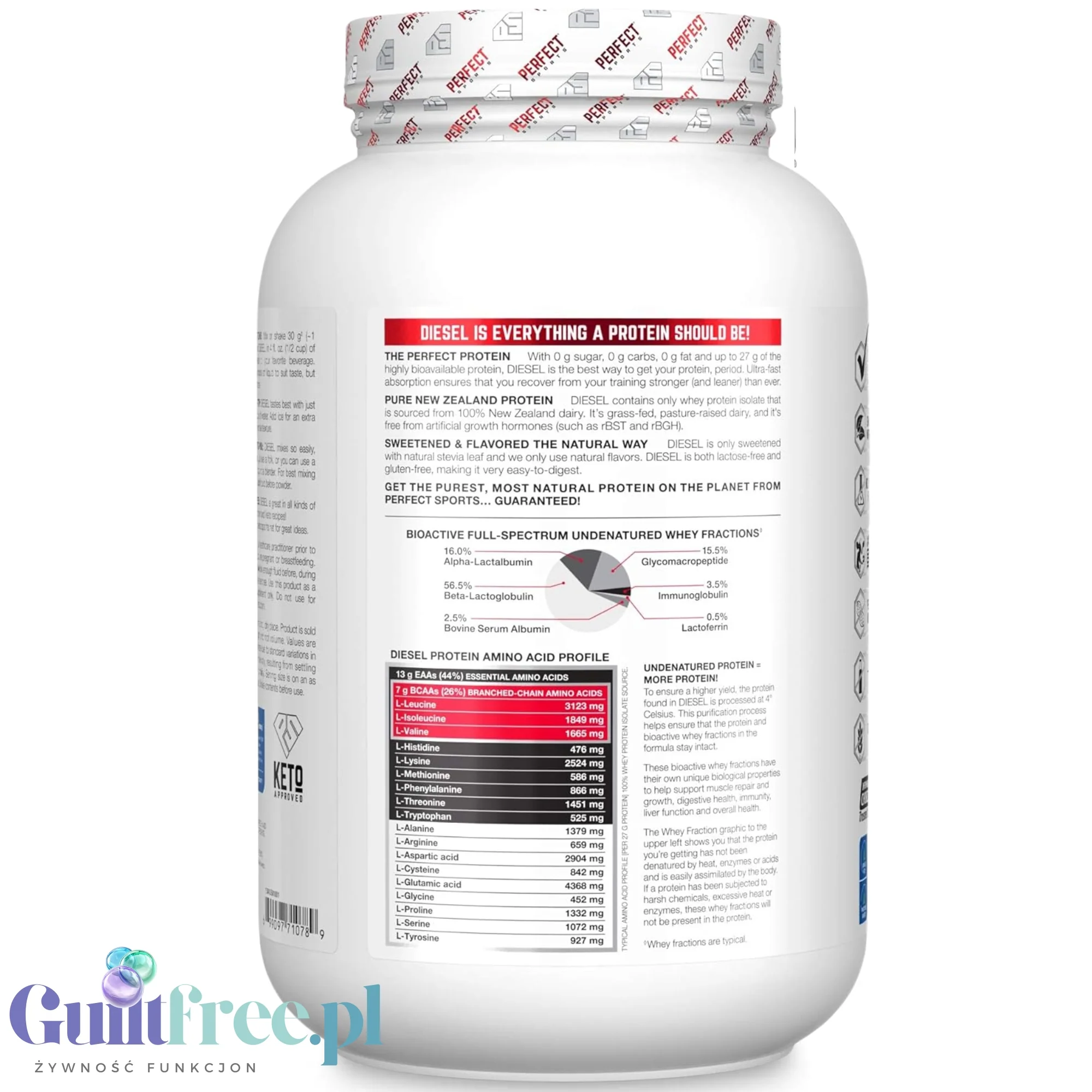 Perfect Sport Diesel 100% Whey Isolate Milk Chocolate 908g - izolat WPI bez cukru i tłuszczu, 26g białka & 120kcal - Image 3