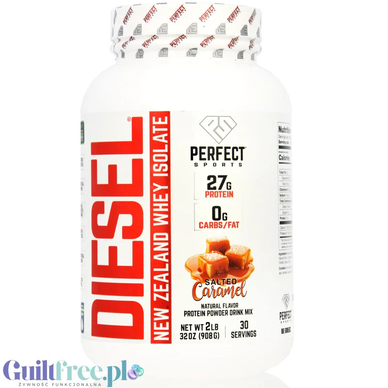 Perfect Sport Diesel 100% Whey Isolate Salted Caramel - izolat WPI z Nowej Zelandii bez cukru i tłuszczu, 27g białka & 110kcal