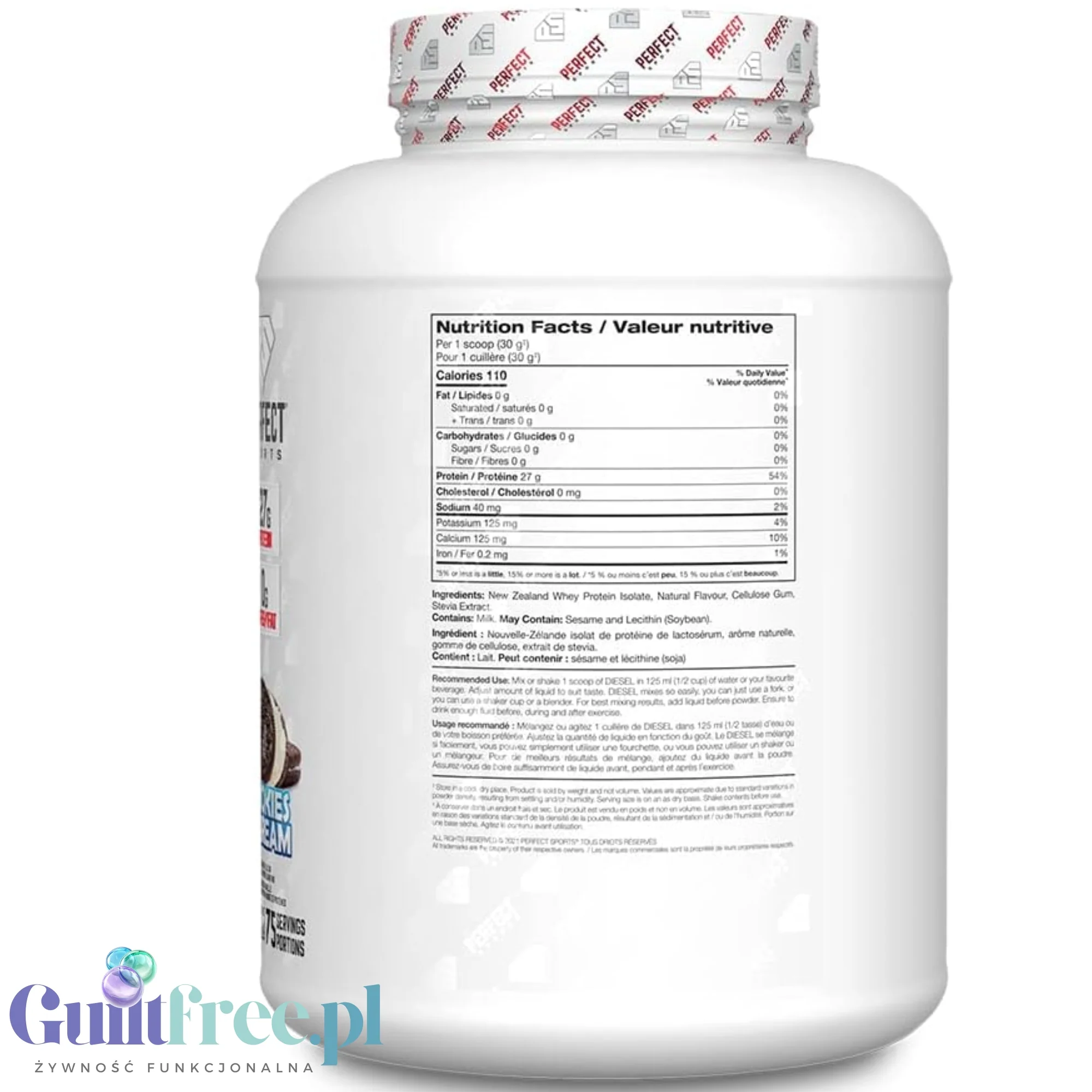 Perfect Sport Diesel 100% Whey Isolate Triple Rich Chocolate 2,27 kg - izolat WPI bez cukru i tłuszczu, 26g białka & 120kcal - Image 2