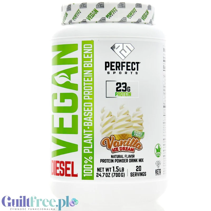 Perfect Sport Diesel Vegan Vanilla Ice Dream - nowozelandzka wegańska keto odżywka białkowa tylko ze stewią
