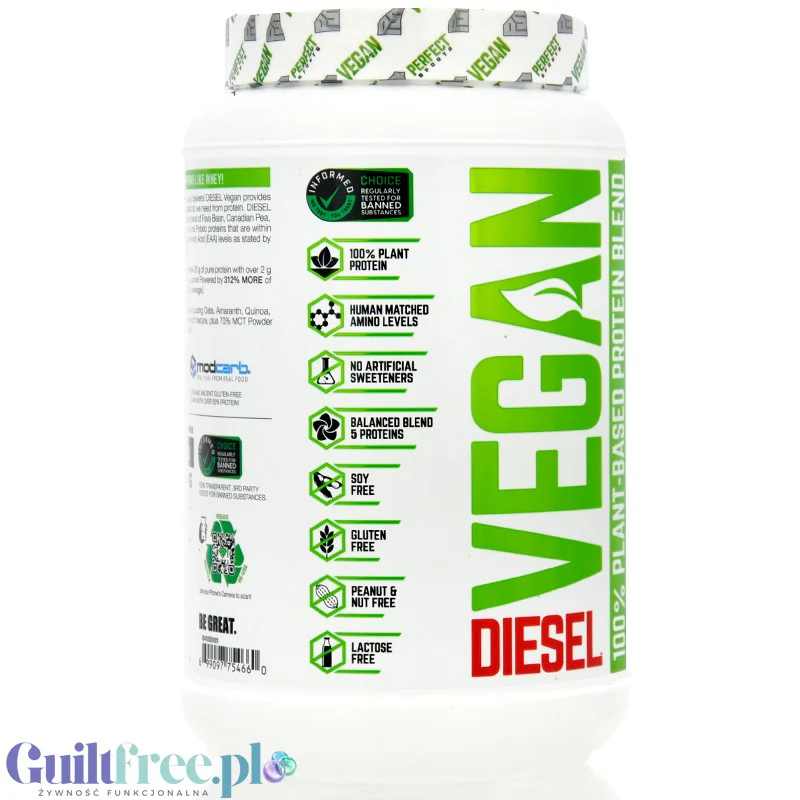 Perfect Sport Diesel Vegan Vanilla Ice Dream - nowozelandzka wegańska keto odżywka białkowa tylko ze stewią - Image 3