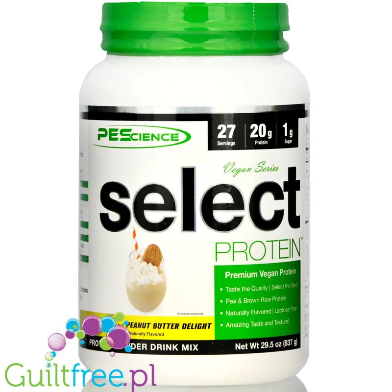 PES Select Protein Vegan, Peanut Butter Delight - wegańska odżywka proteinowa bez soi i cukru, 20g białka & 110kcal
