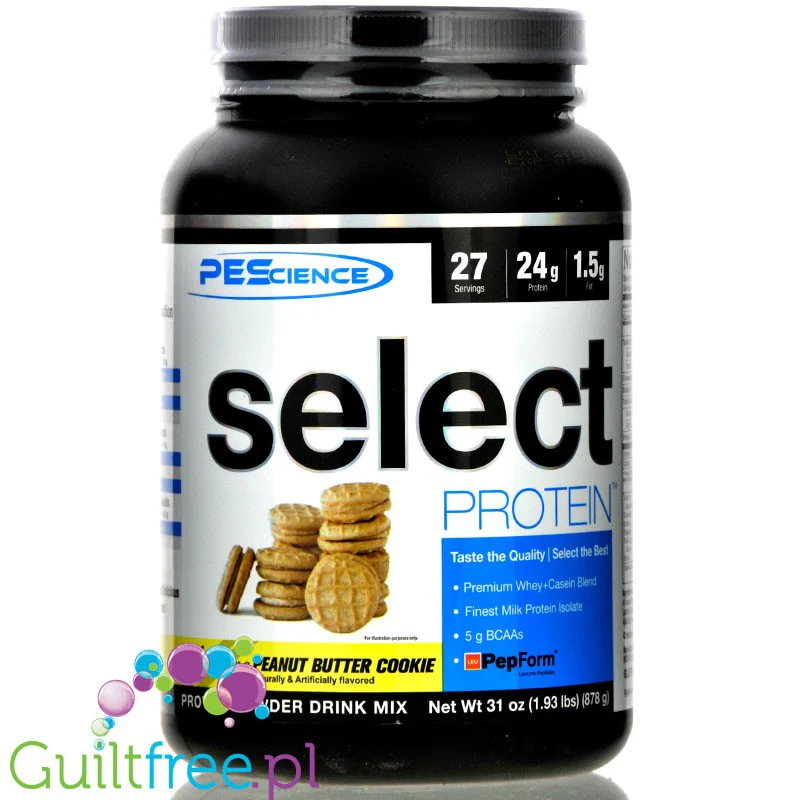 PEScience Select Protein Peanut Butter Cookie - odżywka białkowa 24g białka w 120kcal, kazeina & izolat, Ciasteczko Orzechowe