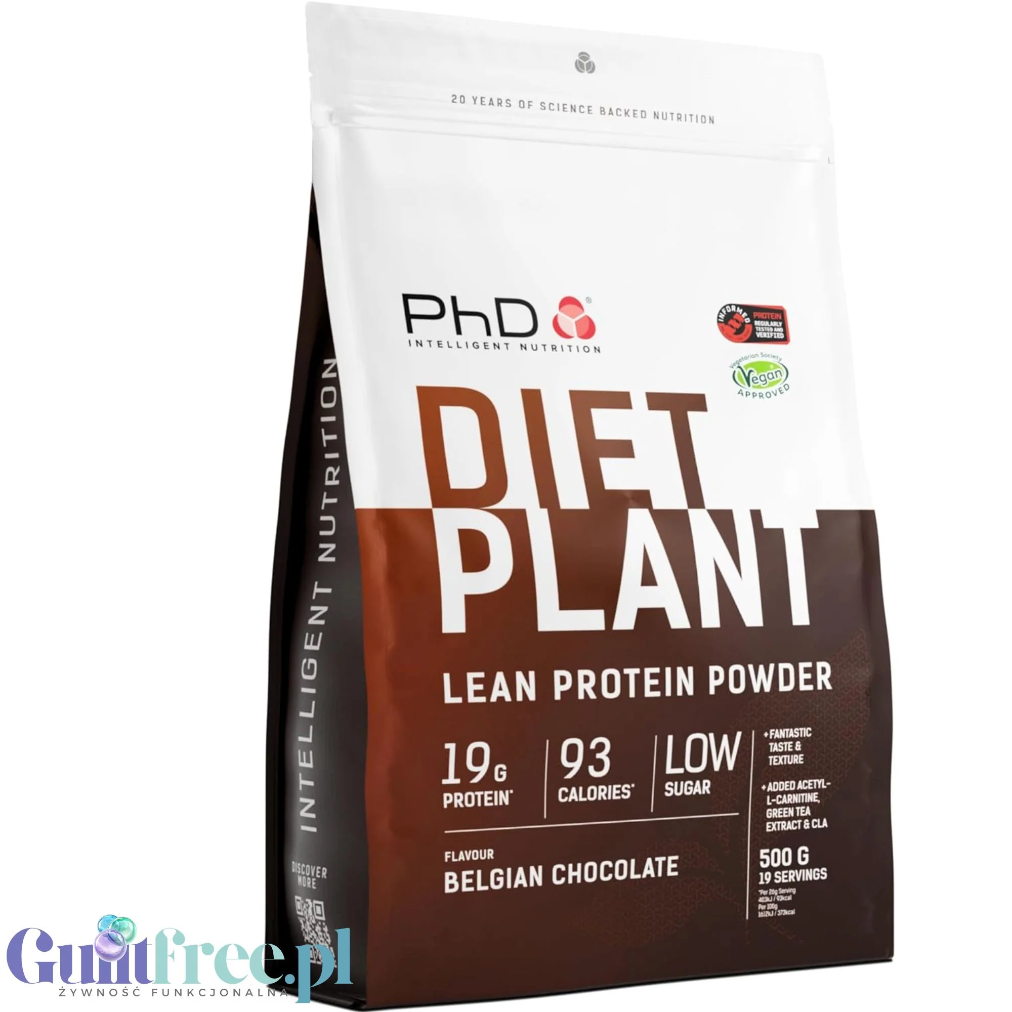 Phd Diet Plant Lean Protein Belgian Chocolate 500g - wegańska odżywka białkowa, Belgijska Czekolada, fat burning formula