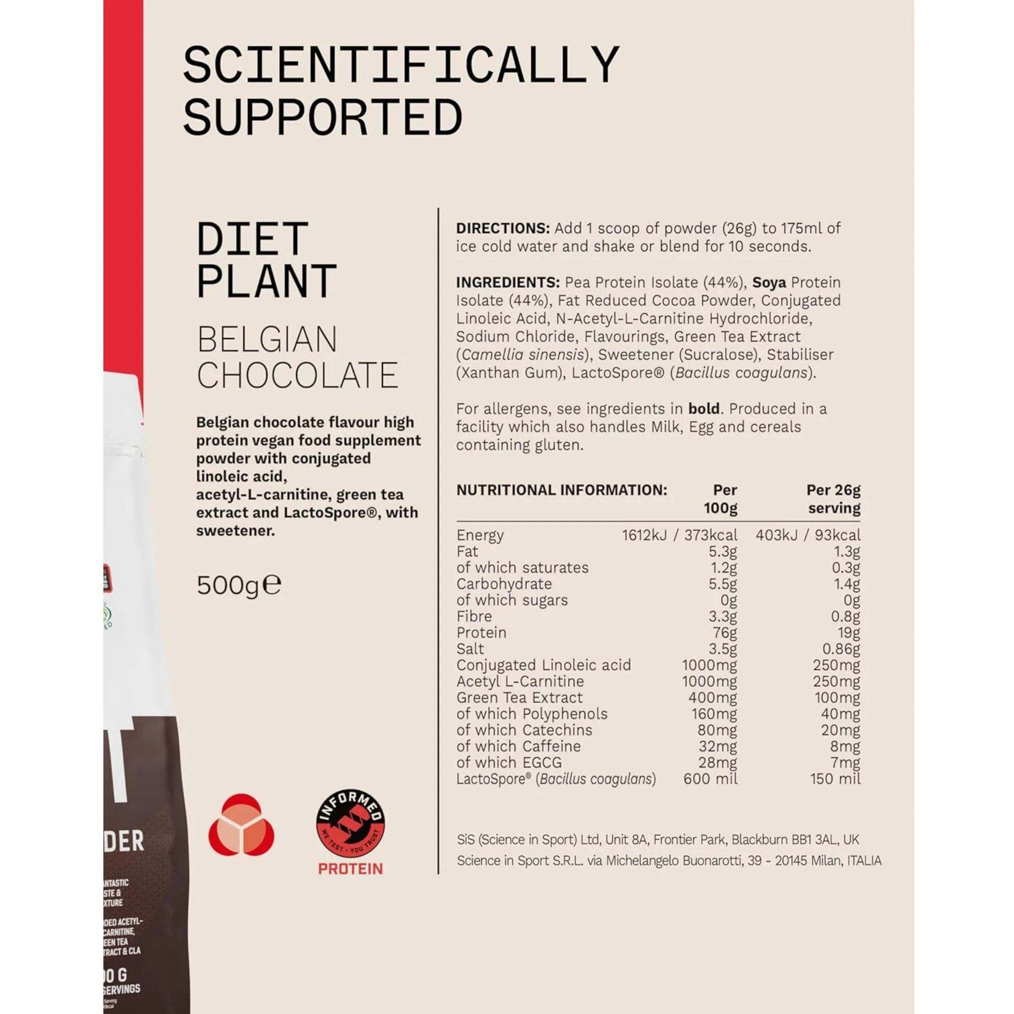 Phd Diet Plant Lean Protein Belgian Chocolate 500g - wegańska odżywka białkowa, Belgijska Czekolada, fat burning formula - Image 4