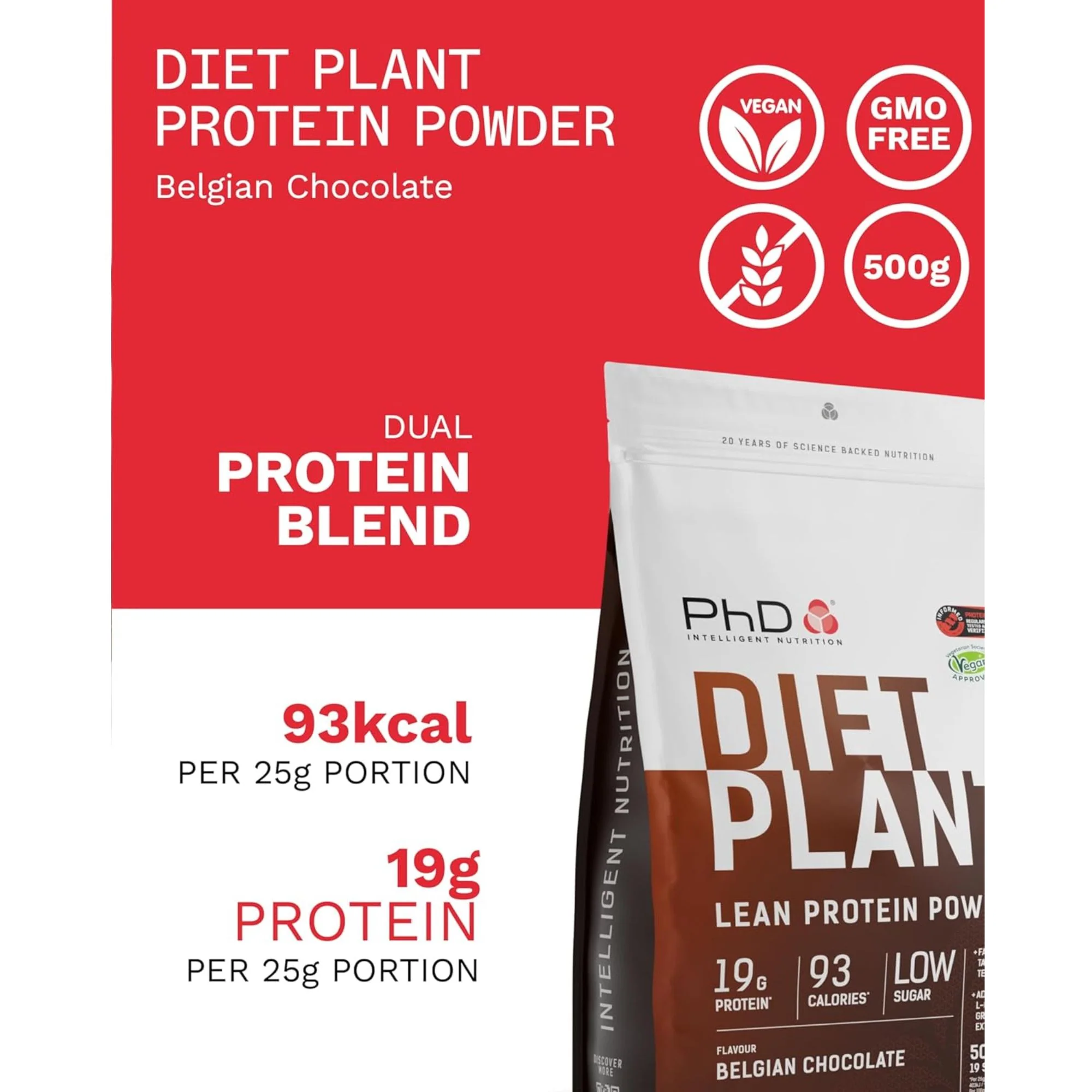 Phd Diet Plant Lean Protein Belgian Chocolate 500g - wegańska odżywka białkowa, Belgijska Czekolada, fat burning formula - Image 5