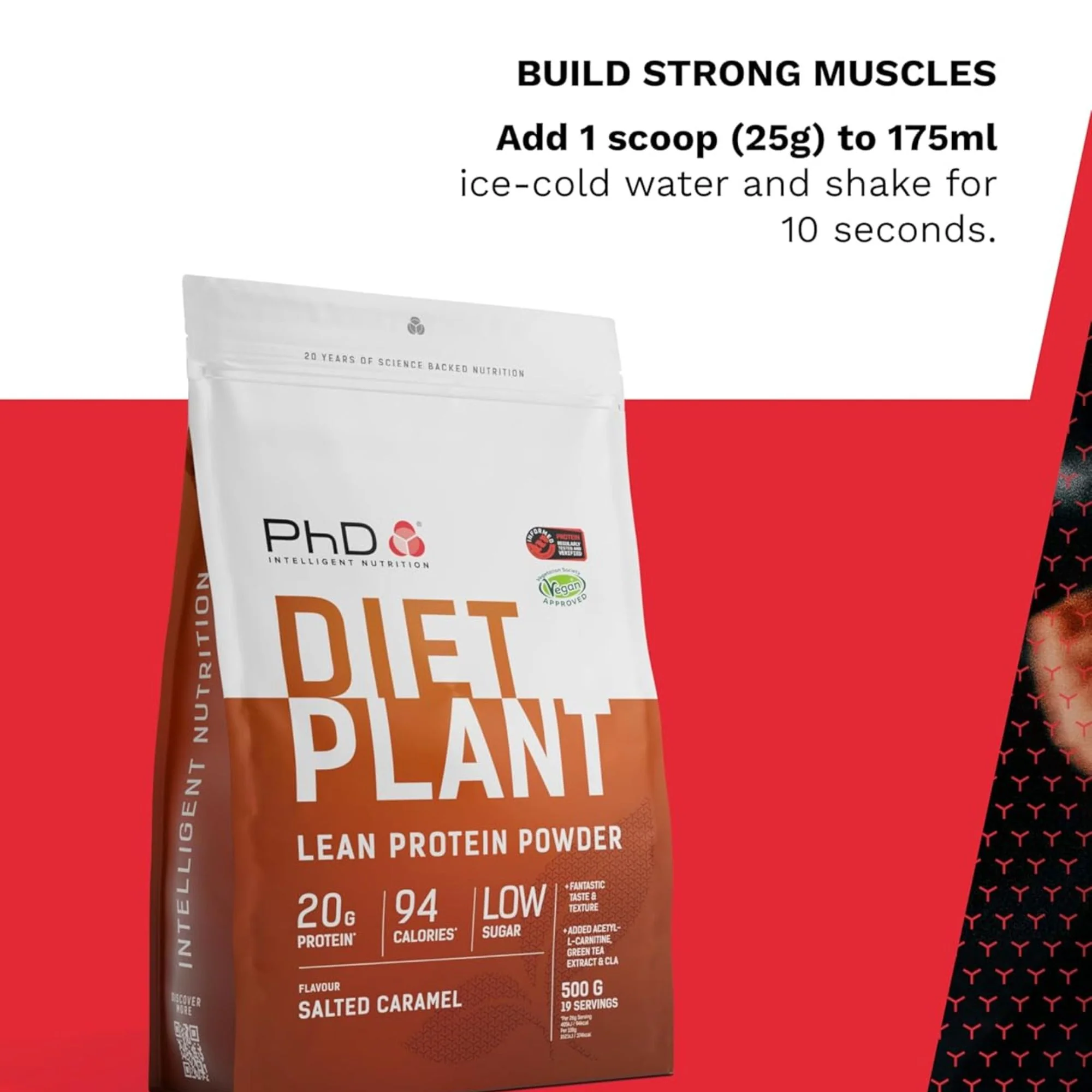 Phd Diet Plant Lean Protein Salted Caramel 500g - wegańska odżywka białkowa, Solony Karmel, formuła fat burning - Image 5