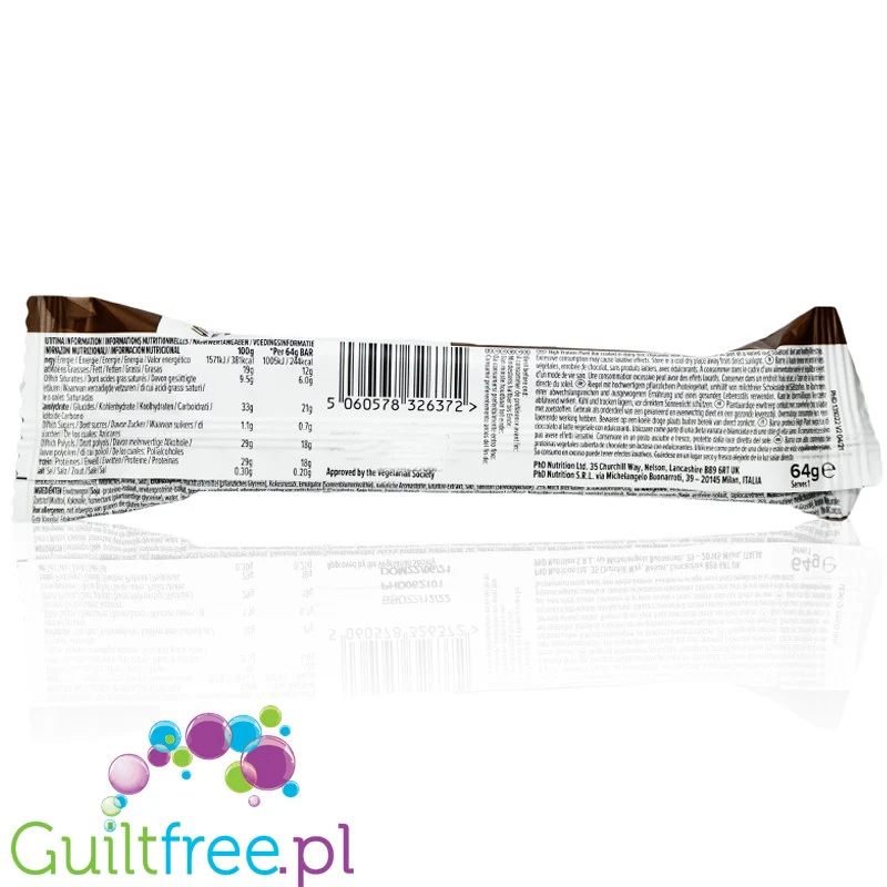 Phd Smart Plant Choc Peanut Brownie - wegański baton proteinowy bez cukru - Image 2
