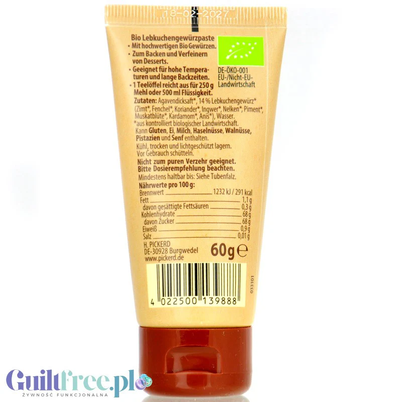 Pickerd Bio Lebkuchen Gewürz-Paste - wegańska pasta piernikowa z syropem z agawy - Image 2