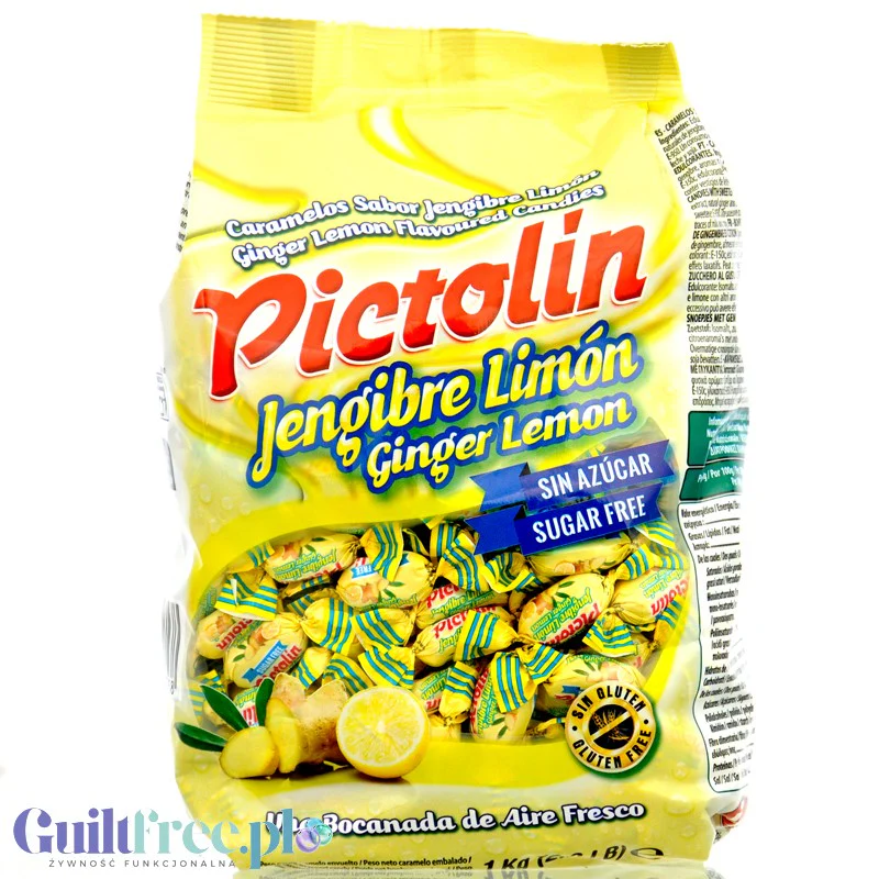 Pictolin Ginger & Lemon 1kg - imbirowo-cytrynowe cukierki bez cukru