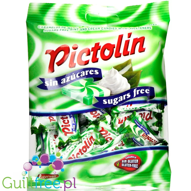 Pictolin Mint & Cream 65g - śmietankowo-miętowe karmelki bez cukru